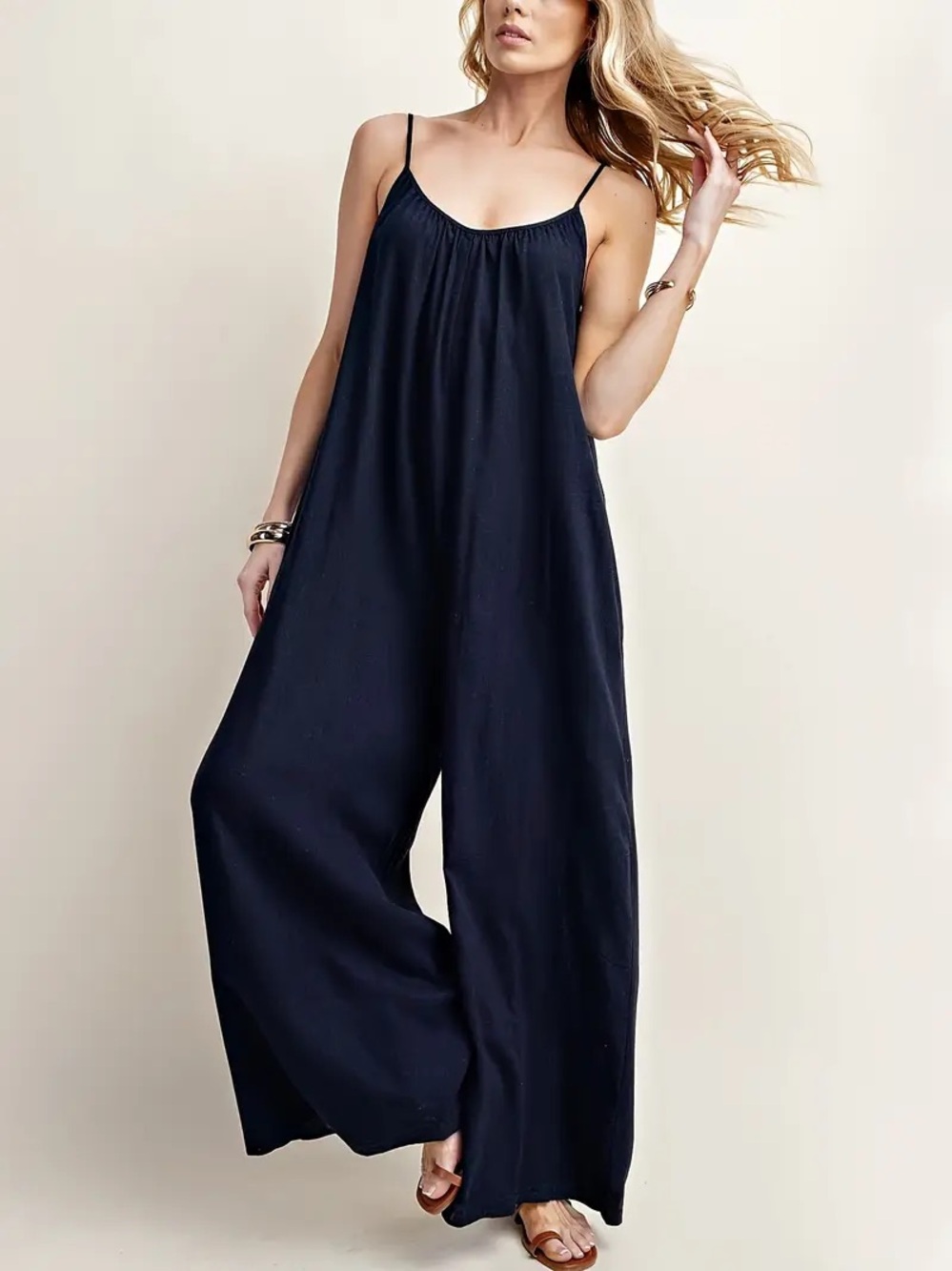 Wide-Leg Spaghetti Strap Jumpsuit